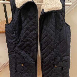 Active USA Quilted Vest with Faux Shearling Lining - Black